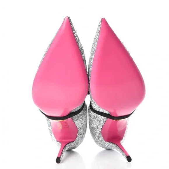 Gucci Argento silver glitter pumps with removable heart crystal detail - Picture 5 of 12